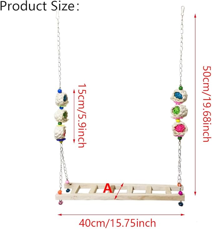Vehomy Chicken Swing and Perch - Wood Ladder Stand Toy for Hens - Handmade Coop Swing Toys for Chicks, Roosters