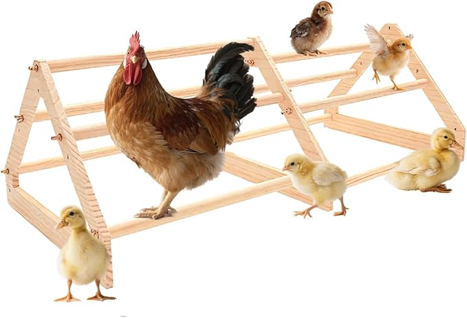 Chicken Perch - Chicken Roosting Perch with Natural Solid Wood, Hand-Polished Freestanding Design for Birds, Chicks & Parrots | Chicken Perch for Coop Accessories(Large, Extra-Long Triangle)