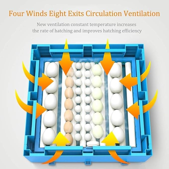 Eggs Incubator Automatic Turning 256Eggs Digital Large Farm Poultry for Hatching Chicken Duck Dove Quail Temperature Control,