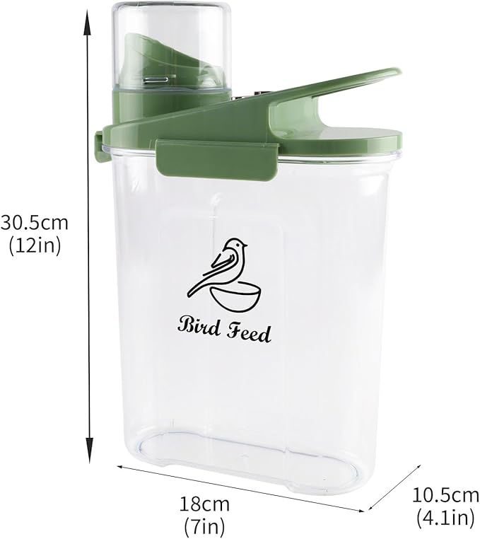 Bird Seed Storage Container,Pet Food Storage Containers with Handle and Measuring Cup/Lid,Airtight Bird Food Storage Container for Wild Bird Feeders Dispenser Hermetically Or Outdoor Feeding