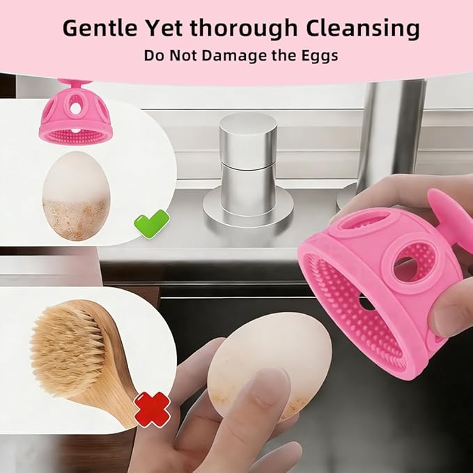 Layver Egg Brush Cleaner, Egg Cleaner Scrubber for Fresh Eggs, Silicone Egg Washer, Multipurpose Washing Egg Tool for Fruits and Vegetables (Pink)