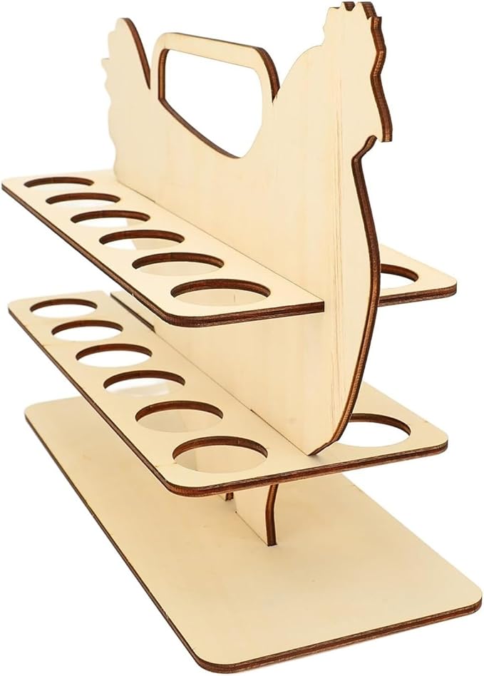 Wooden Chicken Egg Storage Rack Holder for 24 Eggs Countertop Organizer Display Basket Kitchen Counter Farmhouse Style Egg Keeper