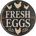 Rustic Farmhouse Metal Sign 8x8 in Round Chicken Coop Decor Vintage Farm Fresh Eggs Wall Art Antique Kitchen & Outdoor Decorative Plaque Chicken Coop Accessories