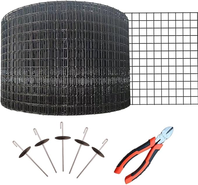 6-inch * 100 Foot Solar Panel Protective net, Black PVC Coated Rolled net, with 70 Sets of Fasteners, Anti cat/Squirrel/Bird Intrusion Solar Panel Internal Welding Protective net