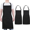 Will Well Chef Apron for Men and Women - 33" x 27" Large with 38" Waist Ties for a Comfy and Snug Fit, Durable and Lightweight, with 2 Spacious Pockets for Your Cooking Essentials - 2-Pack, Black