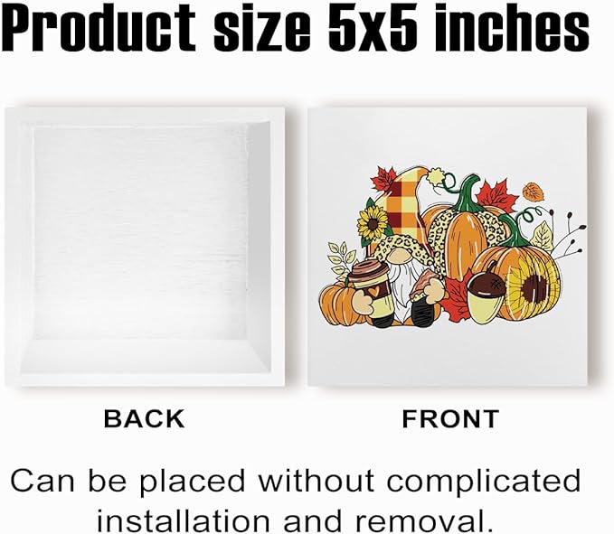 Fall Decorations for Home Farmhouse Office Bedroom Living Room, Pumpkins Gnome Decor, Fall Sign, Autumn Decor Wood 2401