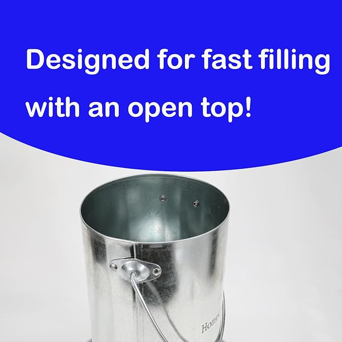 Galvanized Chicken Feeder with Lid - 9 Pounds Capacity - Durable and Rust-Resistant Poultry Feeder for Chickens, Ducks, and Other Poultry HC122 (9 lb)