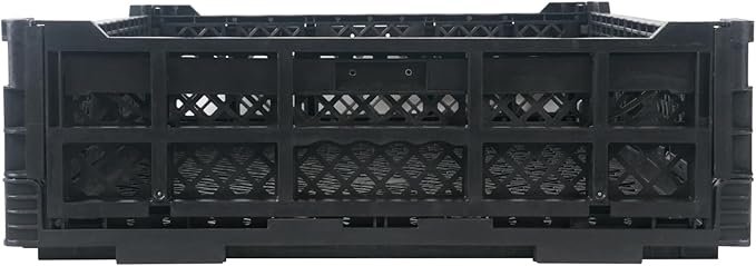 Restaurantware Plastic Milk Crates for Storage - 10 Pack - Cater Tek Stackable Storage Buns for Organizing - Collapsible Storage Basket for Groceries, Black