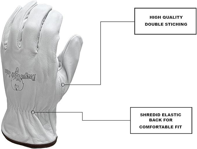 Strongarm Premium Goatskin Leather Welding & Work Gloves, for Welding, Construction, Industrial, Gardening, Mechanix, Driver
