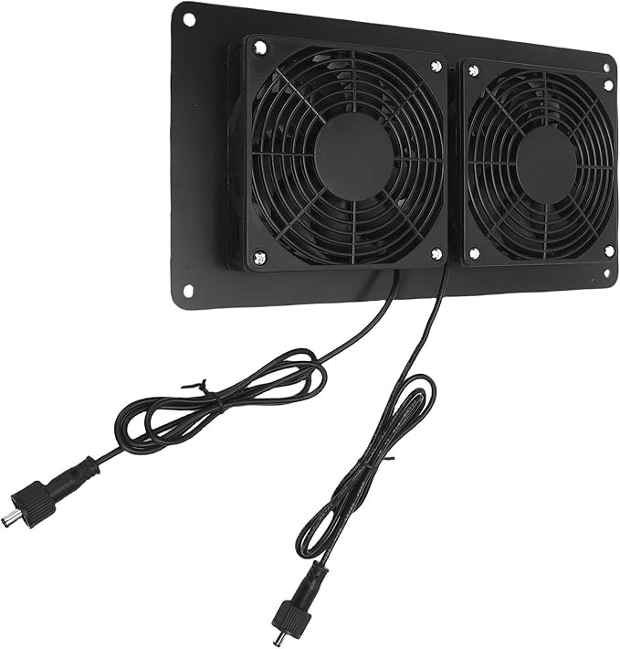 Kikumi 2200 RPM Double Solar Extractor Fan for Chicken Coops, Pet Shelters