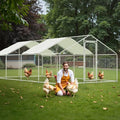 GOJOOASIS Large Chicken Coop Run Walk-in Metal Poultry Cage Outdoor Backyard Hen House with Roof Cover (10'L x 20'W x 6.6'H)