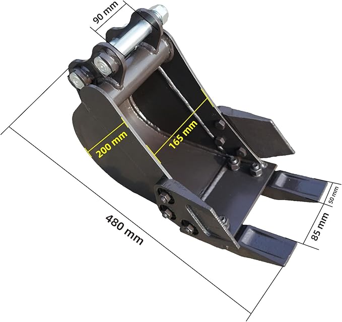 200mm Mini Excavator Bucket - Heavy Duty Steel Digging Bucket for Kubota, CAT, Yanmar, 1.5-3 Ton Mini Excavators, Replacement for Trenching & Landscaping