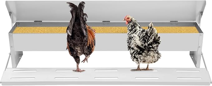 22lbs Automatic Chicken Feeder, Stainless Steel No Waste Poultry Feeder, for Chickens, Ducks, Geese, Fowl