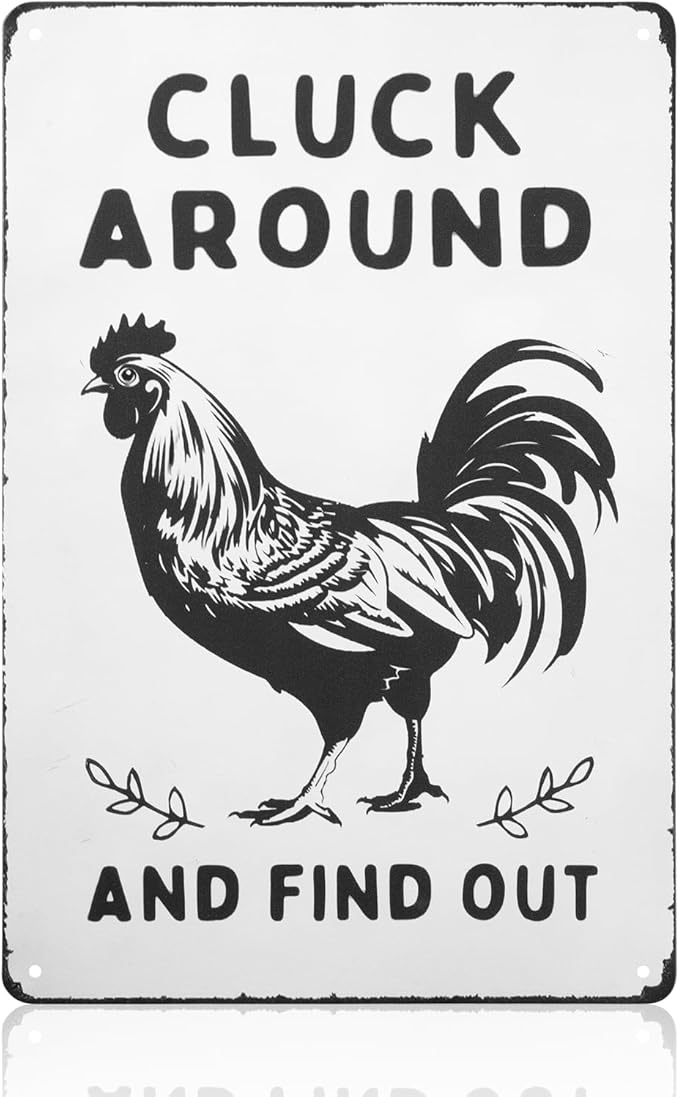 Chicken Coop Signs, Funny Chicken Signs, Metal Garden Signs for Home Farm Farmhouse Kitchen Garden Decor, Vintage Chicken Coop Accessories Gifts for Hen Rooster Lovers