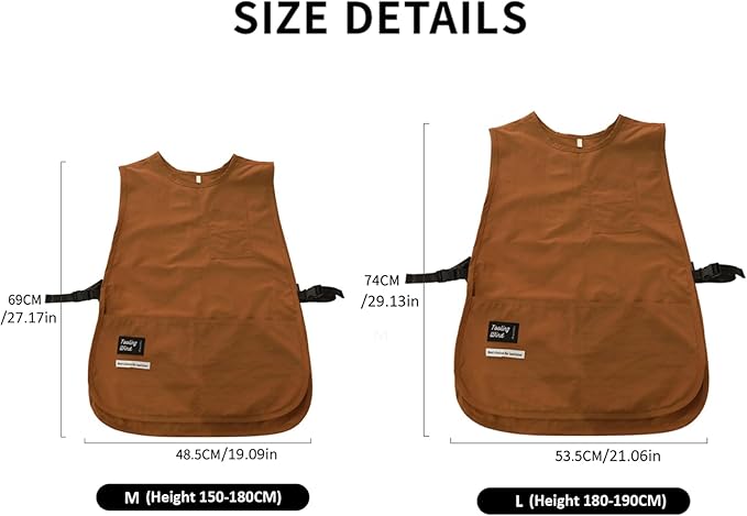 Waterproof Cobbler Apron for Women with 4 Pockets, PE Nylon Vested Smock Buckle Design for Men Kitchen Garden Cooking