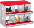 Egg Protection & Sturdy Build - Metal Chicken Nesting Box for Small Animals - 6 Compartments, Wall Mounted, Easy Egg Collection, No Legs - Orange Red, 6 Compartments, No Legs
