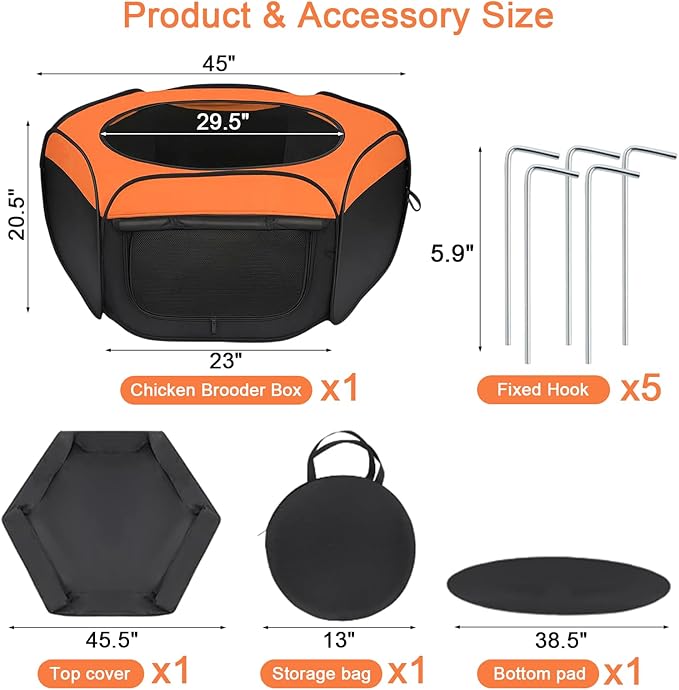 Chicken Brooder Box with Cover,Upgrade Double Door Brooder Box for Chick Starter Kit,Chick Enclosure Tent,Sturdy Baby Chicken Coop for Ducks, Quail, Cats,Dogs,Holds Up to 20 Chicks