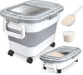 Rice Storage Container, Collapsible Airtight Food Storage Containers 20-30 Lbs, Rice Dispenser Bin with Cup and Scoop for Flour Cereal Pasta Grain, Cat Bird Pet Dog Food Storage Container