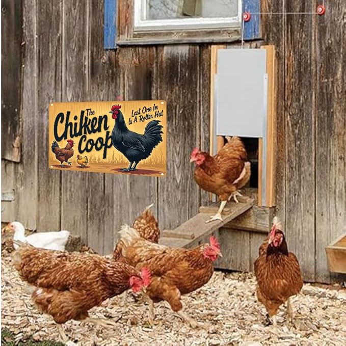 Chicken Coop The Fluffy Butt Hut Last One in is A Rotten Egg Outdoor Decorative Tin Sign for Yard Patio Farmhouse 12x8 Inch