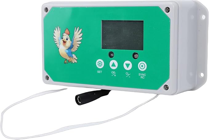 CHICIRIS Automatic Chicken Coop Door Opener, Programmable Timer Remote Control IP44 Poultry House Door Motor Kit with LED Display, for Chickens Ducks Geese Dogs (US Plug 100-240V)