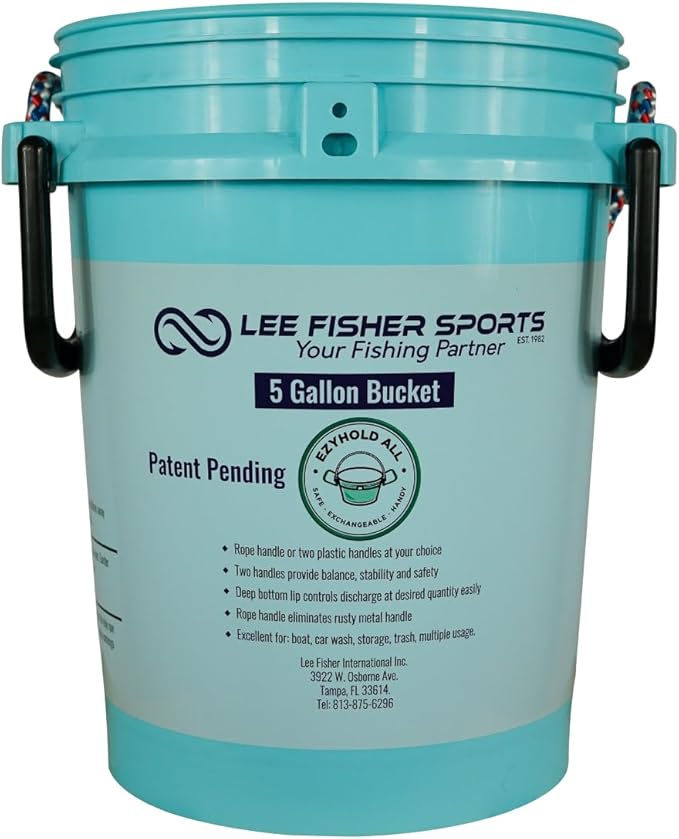 iSmart 5 Gallon Bucket with Rope Handle, Two Sides Handle, 2 Color to Choose (Aqua Logo, 1 Pack)
