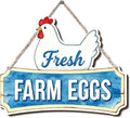 Farmhouse Kitchen Wall Decor, Fresh Farm Eggs Chicken Sign, Rustic Wood Hanging Plaque, Watercolor Farmhouse Wall Art Painting Style, Country Rustic Wall Decor for Home, 11.8x9.2 Inches