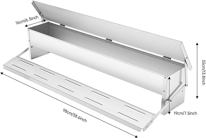 Automatic Chicken Feeder, 220lbs Outdoor Use Poultry Feeder, Bird Proof Coop Food Dispenser, No Waste, Galvanized Steel Treadle Pedal Feeder for Hens, Ducks, Geese, Coop