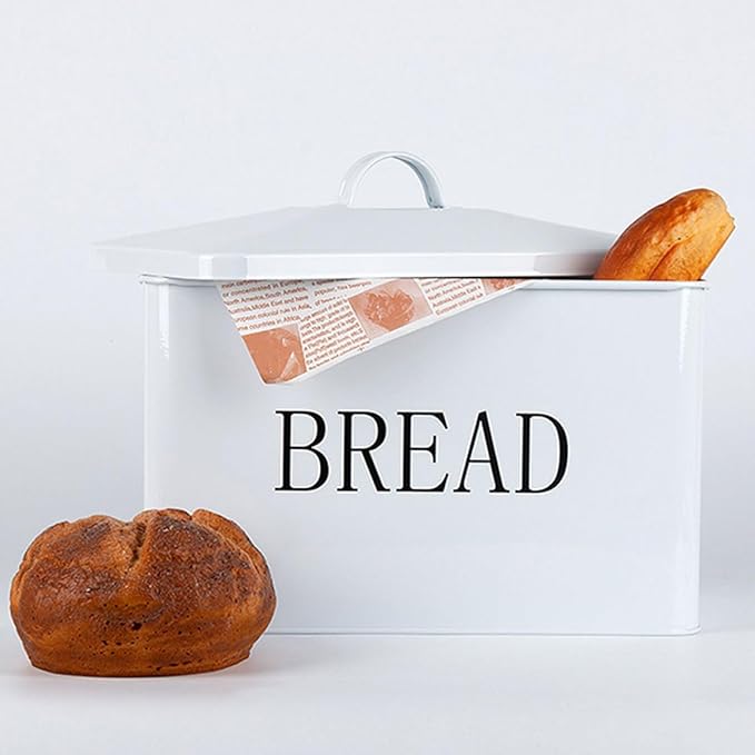 Iron Bread Box Kitchen Storage Container Grain Storage Bin Metal Bread Holder Vintage Design for Countertop Food Organization