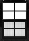 1 Pack Black Shed Window 14" x 21" Flush Mount Window with Tempered Glass and Fiberglass Screen for Chicken Coop Sheds Barns Playhouse