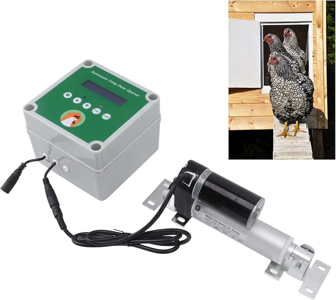 Haofy Automatic Chicken Coop Opener Linear Actuators Electric Poultry House Door Motor Kit with Light, Automatic Chicken Coop Door Opener,Closer (US Plug)