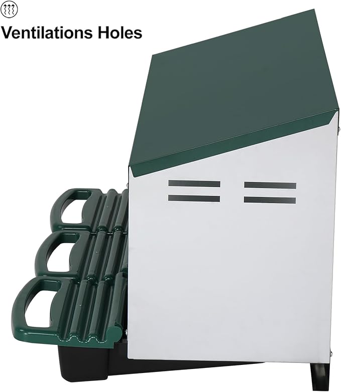 Chicken Nesting Boxes Plastic,3 Compartment Roll Out Chicken Nest Box Egg Laying Box w/Lid Cover,Egg Collection & Protection Chicken Coop for Up to 3 Hens,Chicken Cage Supplies for Poultry Farm,Green