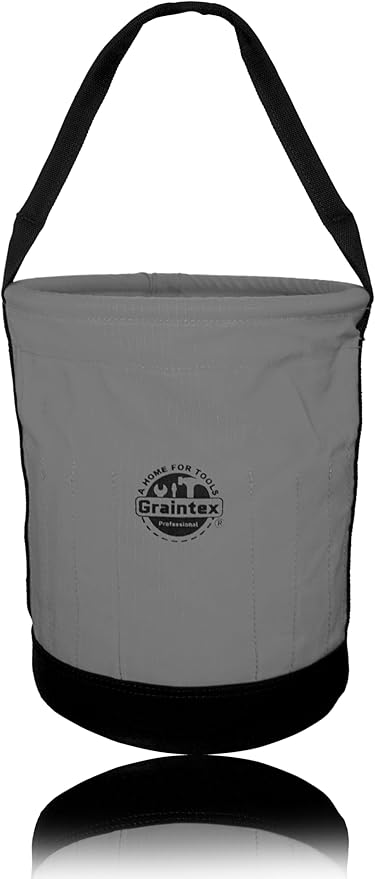 Graintex Canvas Utility Bucket 12"x10"x15". Tapered Tool Bucket, Reinforced Base & Carry Handle, Ripstop Canvas, Multi-Purpose Bag for Jobsite, Gardening, Home Use - Coffee Brown
