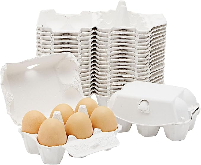 Juvale Half Dozen Egg Cartons - Pack of 20 Reusable Compressed Pulp Egg Cartons for Crafts & Markets - White, Half Dozen