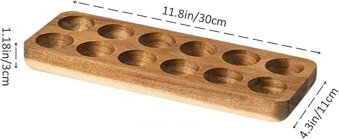 Solid Wood Egg Holder Countertop Wooden Egg Tray to Hold Fresh Eggs Rustic Egg Storage Rack Deviled Egg Plates for Countertop Display Kitchen Organization Refrigerator Storage (12 Eggs)