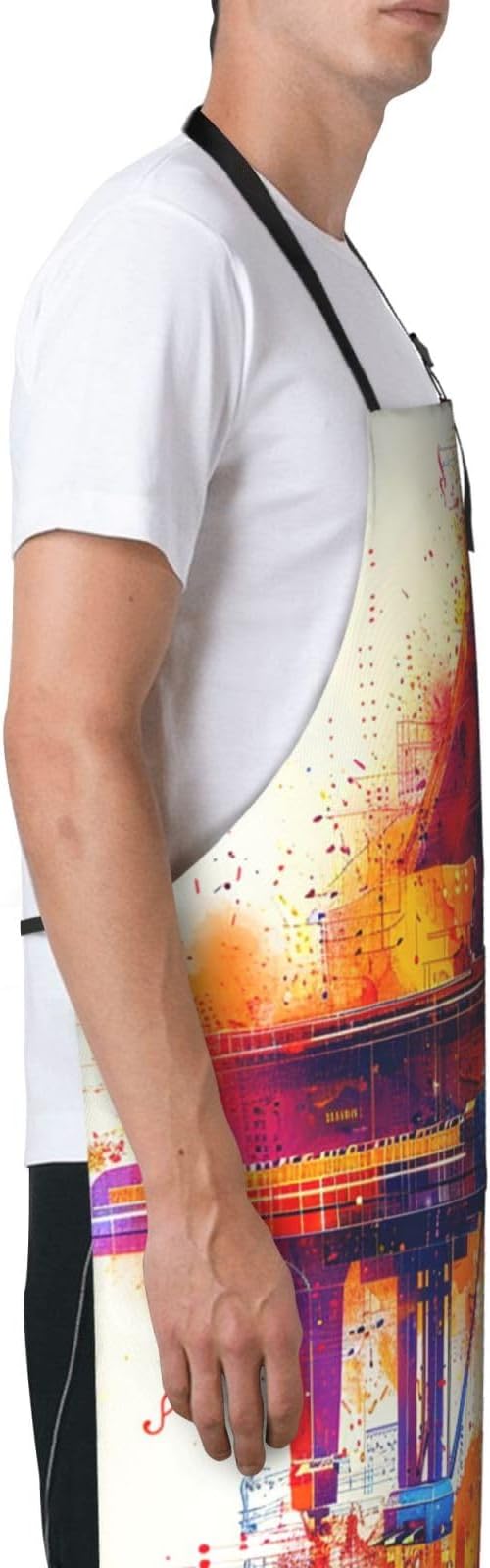 Kitchen Aprons for Men Women Waterproof Apron with 2 Pockets Cool Steampunk Gears Apron Adjustable Bib Aprons