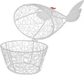 SAFIGLE Portable Iron Wire Egg Basket Chicken Shaped Kitchen Storage Container Large Capacity Holder for Eggs Fruits Garlic Farmhouse Decorative Organizer