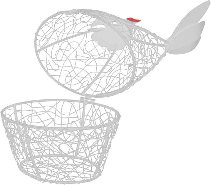SAFIGLE Portable Iron Wire Egg Basket Chicken Shaped Kitchen Storage Container Large Capacity Holder for Eggs Fruits Garlic Farmhouse Decorative Organizer