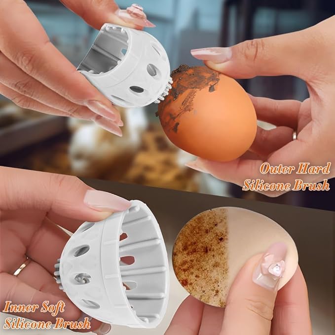 2 Pack Egg Washer for Fresh Eggs, Silicone Egg Cleaner Brush, Dual Scrubber for Fresh Eggs (Grey)