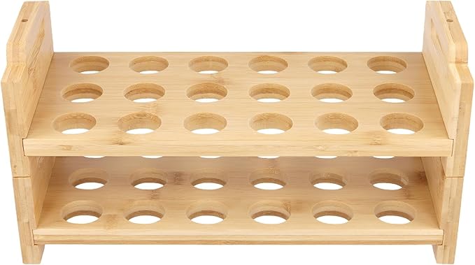 HAKZEON 2 Pack Stackable Bamboo Egg Holder for 36 Fresh Eggs - Farmhouse Kitchen Countertop Organizer, Wooden Display Rack Fits Quail Duck Turkey Chicken Eggs