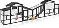130.6" L Large Chicken Coop and Run, Wooden Hen House for 2-4 Chickens, 2 Story Poultry Cage with Nesting Box, Pull-Out Tray, 4 Perches, Ramp, Indoor/Outdoor Pet Hutch Backyard Use, Black