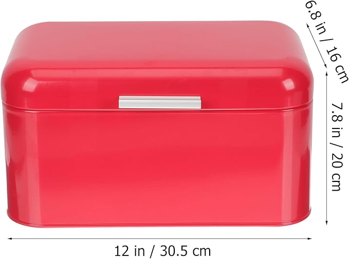 Metal Bread Box Kitchen Grain Storage Container Red Iron Vintage Bread Bin for Countertop Food Organization