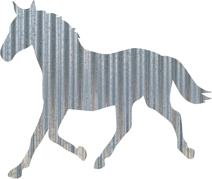 Rustic 3D Corrugated Metal Animal Signs (Horse, 12 Inch)