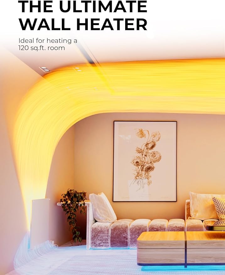 EconoHome Wall Heater Panel with Thermostat - Electric Wall Mounted Heater for Indoor Use - 400Watt Convection Heater - Perfect for Rooms Up to 120 Sq Ft - 120V - Updated Model