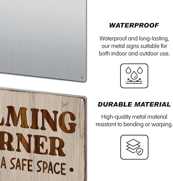 Calming Corner This Is A Safe Space Metal Sign 12 x 8 Inch Wall Art For Classroom Counseling Room Home Decor Metal Kitchen Vintage