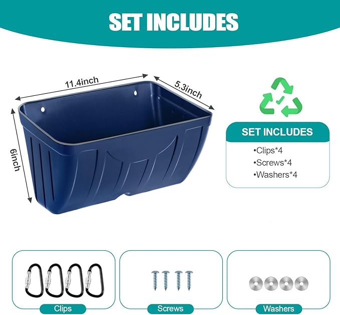 Chicken Feeder,Hanging Goat Feeders,Hanging Poultry Feeder for Sheep, Duck and Dog, Fence Feeder Trough Livestock Feeding Container, Chicken Coop Accessories, 2 Pack Blue Chicken Feeder Waterer