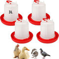 4 Pack 3L Gravity-Fed Chicken Waterer – Hanging Poultry Drinker Kit | No-Spill Water Dispenser for Chickens, Ducks, Quail, Pigeons, Brooder and Coop Use