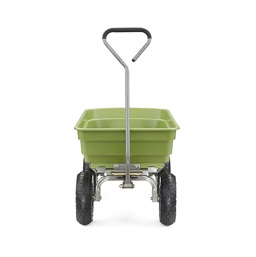 Gorilla Carts Poly Garden Dump Cart, 4 Cu Ft Tub, 600 lb Haul Capacity, Green – Heavy-Duty Utility Wagon with Quick-Release Dumping & Pneumatic Tires for Yard, Landscaping and Gardening