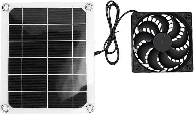 Pssopp Solar Panel Fan Kit Solar Panel Fan Kit, Powered Greenhouse Ventilator for Household Small Chicken Coops Greenhouses Sheds Nan