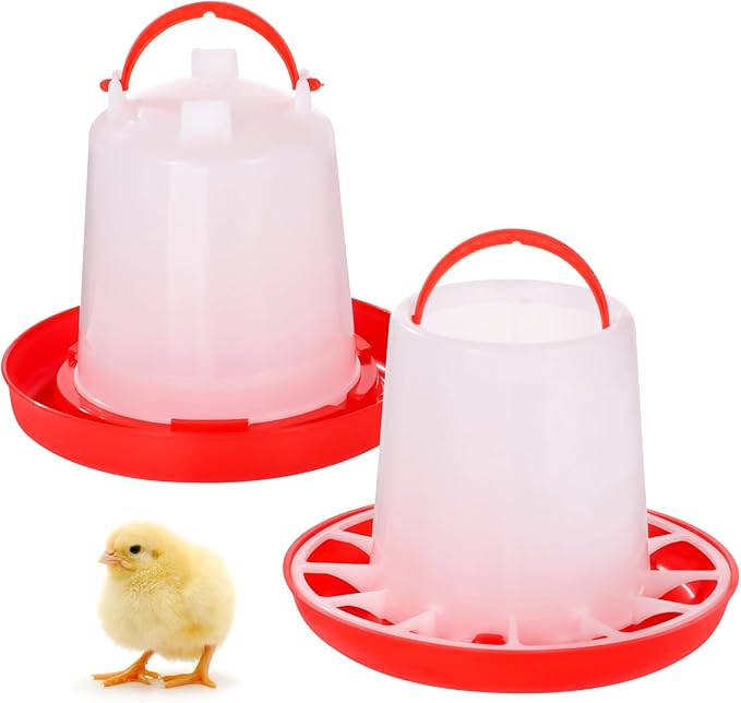 Chick Feeder and Waterer Set, 1.5 L Poultry Drinkers & 3.3 lbs Feeders, Hanging Plastic Poultry Containers for Chickens, Turkeys, Ducks and More