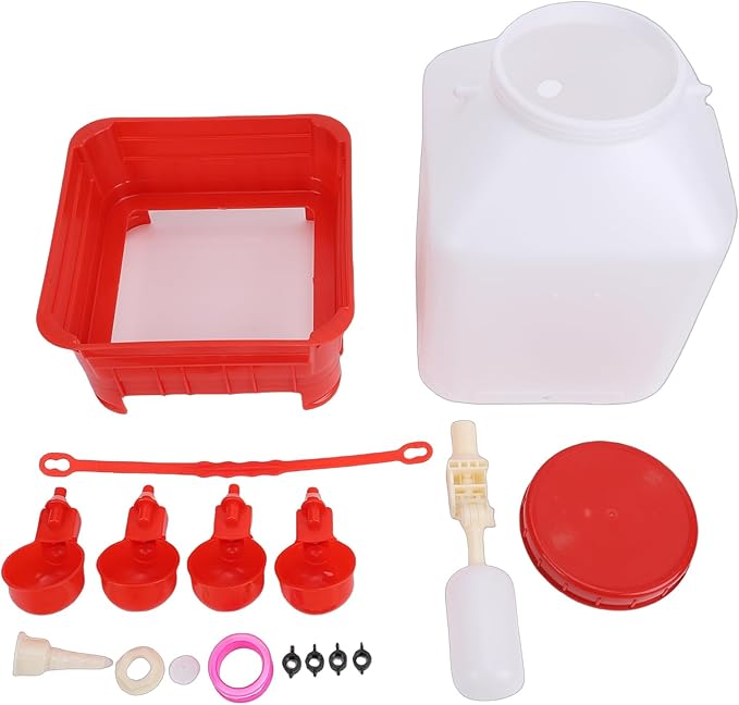 TOPINCN Automatic Poultry Waterer, 10L Large Capacity Plastic Chicken Water Feeder with 4 Bowls, for Farm Poultry Drinking and Feeding